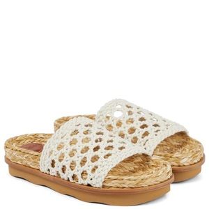 NEW! Chloe Crochet + Raffia platform Sandals || Wavy Slides || Size 39 (8.5-9)